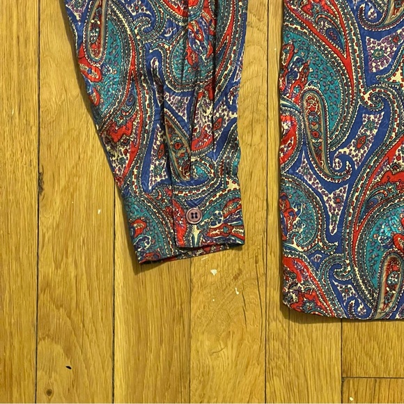 La Chine Classic Galinda Wang Paisley Multocolor Womens Button Up Large - Picture 3 of 8